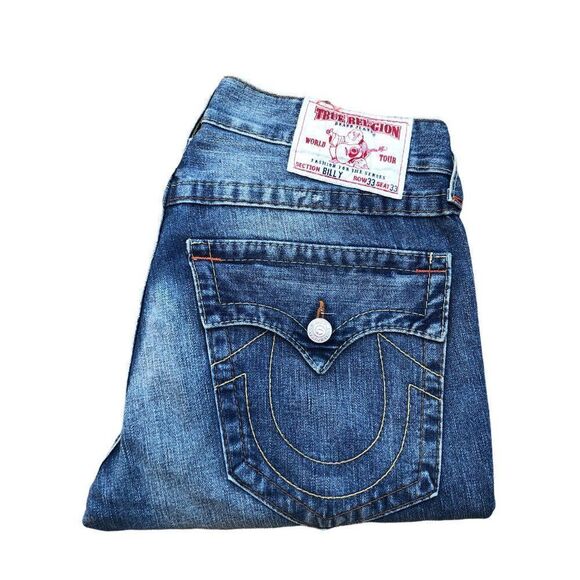 True Religion Jeans Size 33 BILLY Blue - Picture 6 of 11